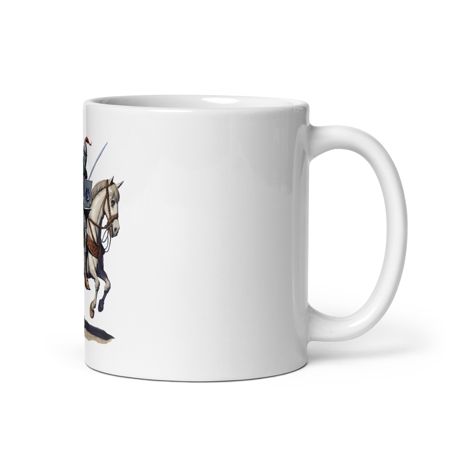 White glossy mug with knight - programmer