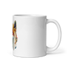 White glossy mug with fox in patchwork style - Radiant Art of Radiant Group