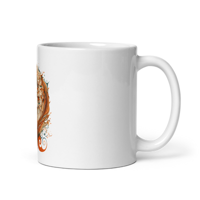 White glossy mug, fox print - Radiant Art of Radiant Group