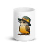 White glossy mug with a cute bird in a hat - Radiant Art of Radiant Group