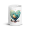 White glossy mug with cute bird in the heart - Radiant Art of Radiant Group