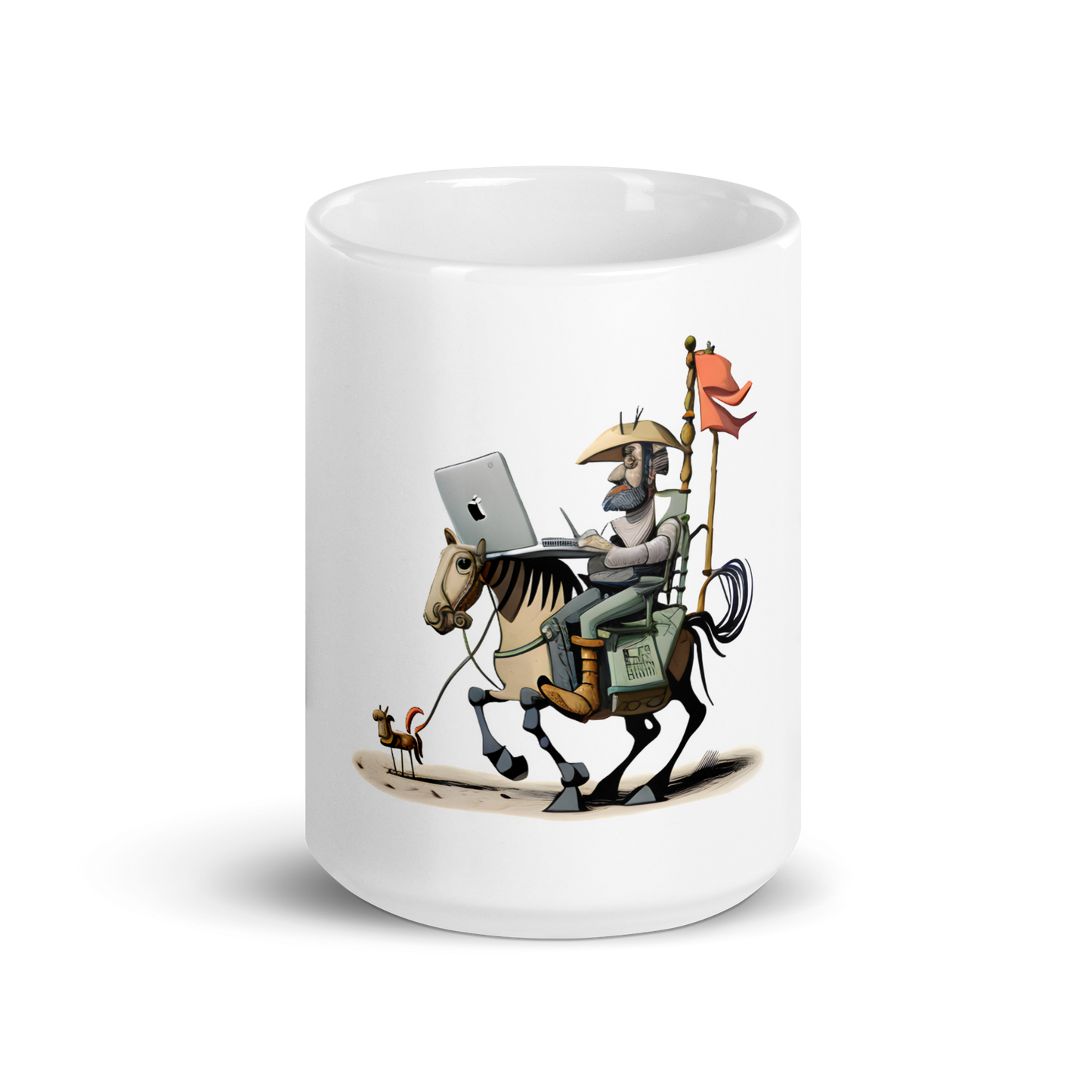 White glossy mug with Don Quixote - programmer
