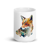 White glossy mug with fox in patchwork style - Radiant Art of Radiant Group