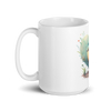 White glossy mug with cute bird in the heart - Radiant Art of Radiant Group