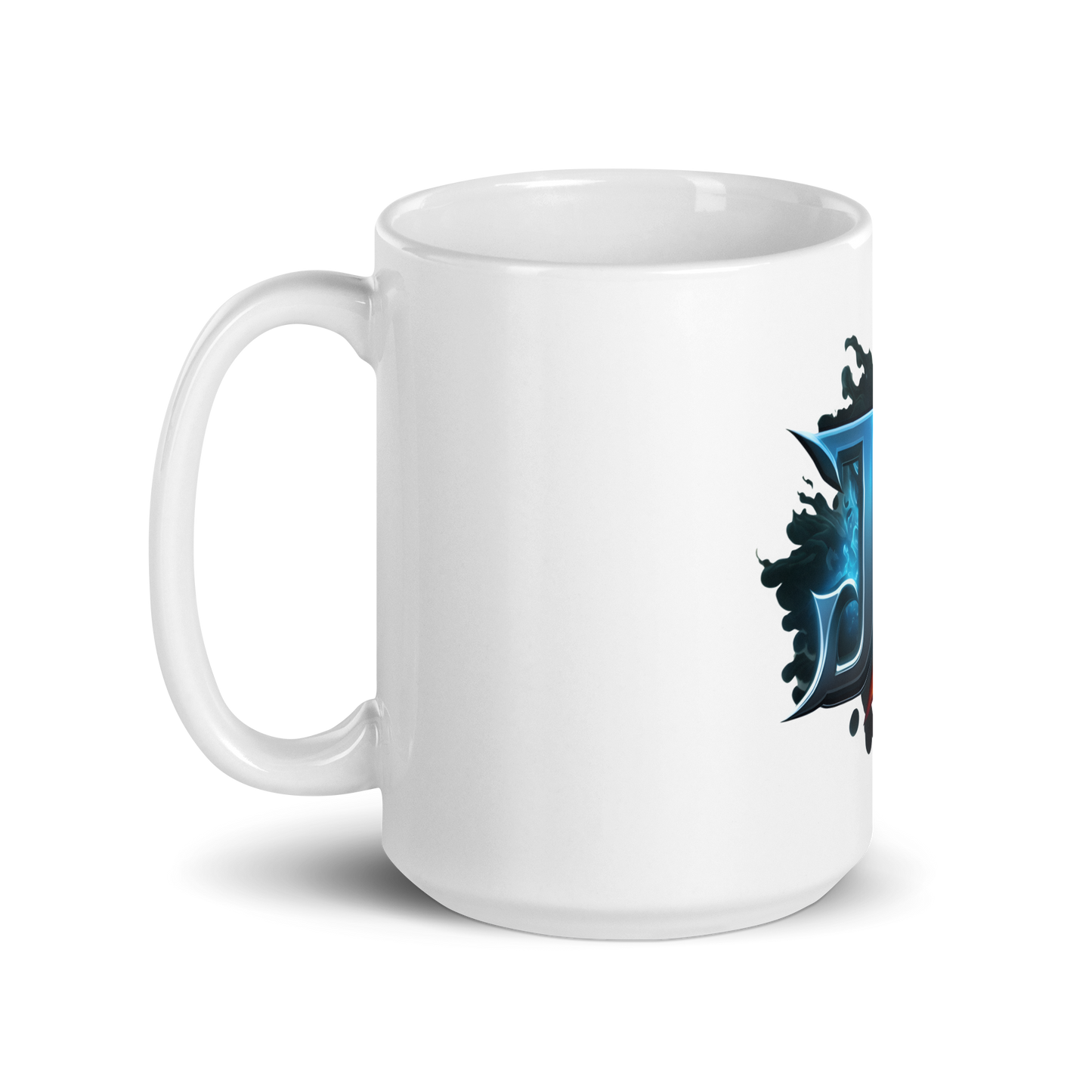 White glossy mug with JavaScript