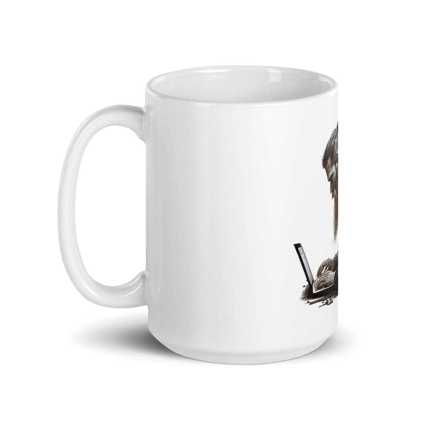 White mug with viking-programmer, software engineer