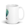 White glossy mug with cute bird in the heart - Radiant Art of Radiant Group