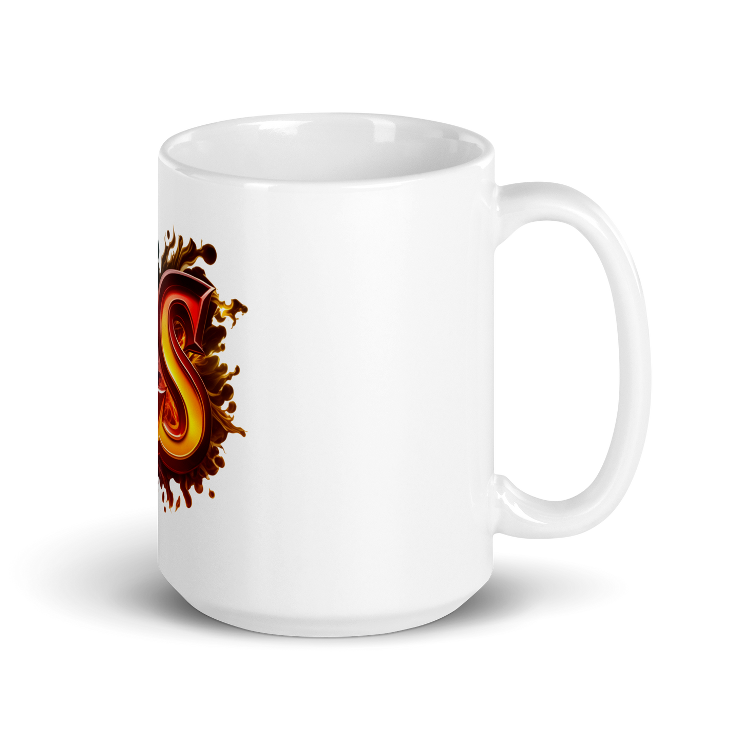 White glossy mug with JavaScript