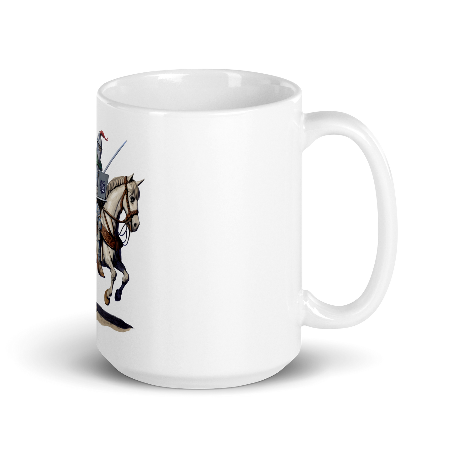 White glossy mug with knight - programmer
